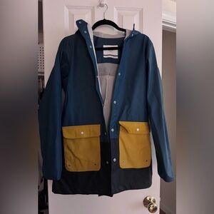 Women’s Blue and Yellow Hooded Raincoat Herschel